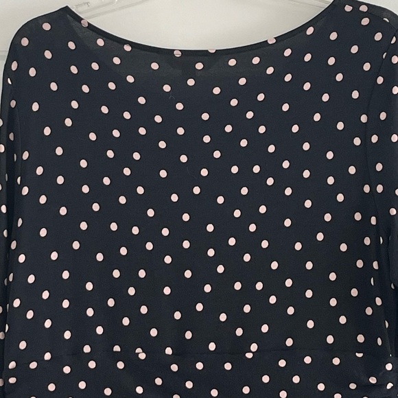 Boden Abigail Black and Pink Polka Dot Long Sleeve Dress Size 10P Jersey Knit - Picture 10 of 16